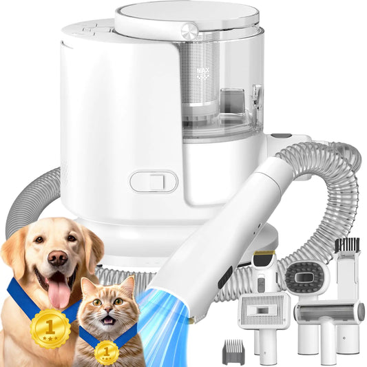 Dog Grooming Vacuum Dog Grooming Kit Pet Grooming Vacuum 12000P Dog Vacuum for Shedding Grooming 1.5L Dust Cup Dog Brush Vacuum(White）